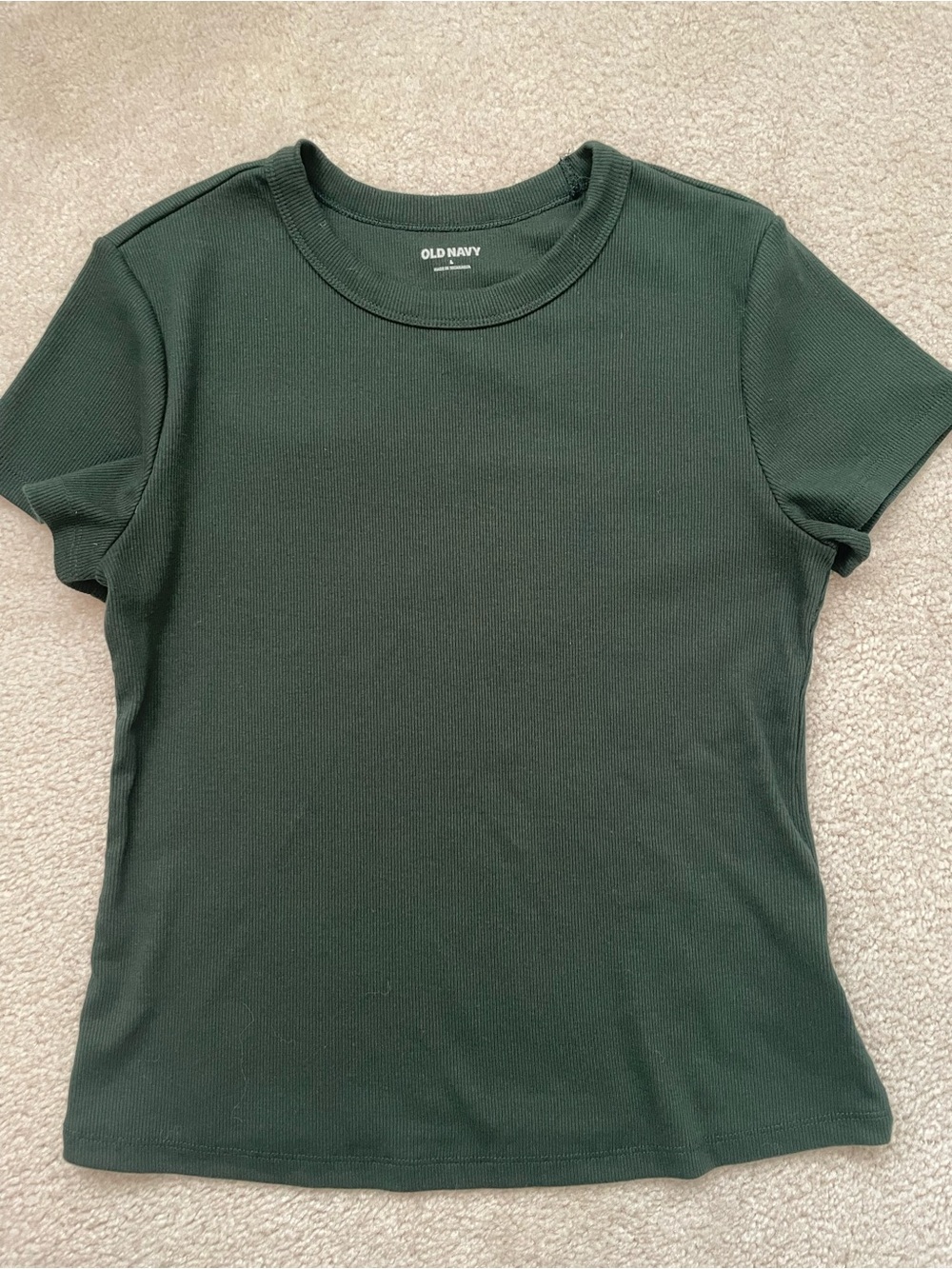 Old Navy Dark Green Ribbed Short Sleeve Tee
